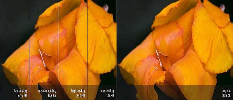 Comparison of JPEG compression presets